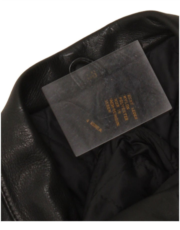 VINTAGE Bikerjakke i læder til kvinder UK 18 XL sort læder