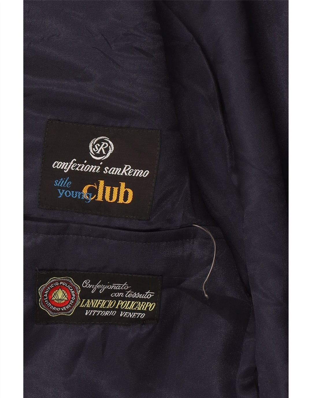 Vintage Herre Club Blazer Jacket IT 50 Stor Marineblå Stribet