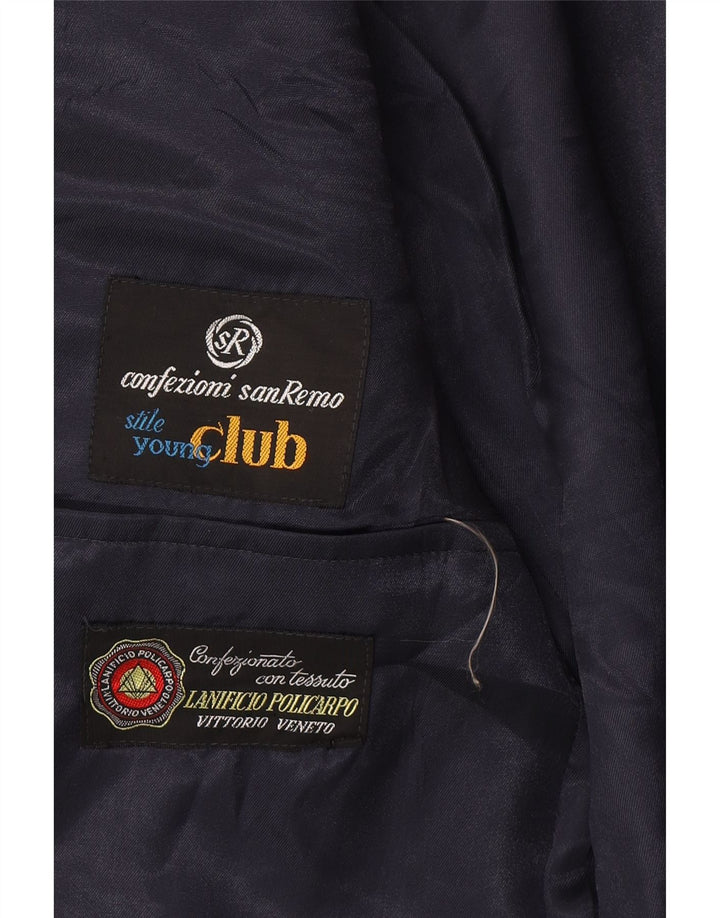 Vintage Herre Club Blazer Jacket IT 50 Stor Marineblå Stribet