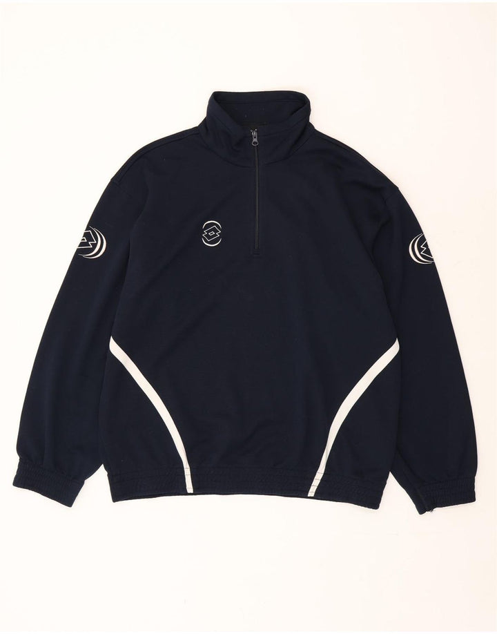 Lotto Herre Zip Neck Sweatshirt Jumper XL Navy Blue Polyester