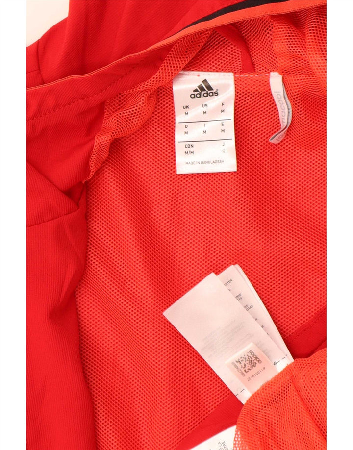 Adidas Herre Climacool Grafisk Regnjakke med Hætte UK 38 Medium Rød Polyester