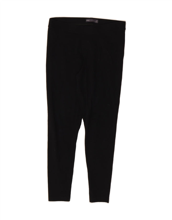 MARKS & SPENCER Womens Leggings UK 10 Small  Black Cotton Vintage Marks & Spencer and Second-Hand Marks & Spencer from Messina Hembry 