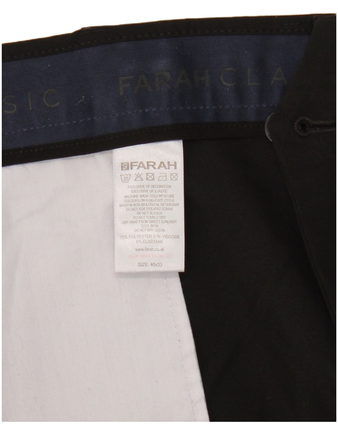Farah Straight Suit Bukser til mænd W46 L33 Sort polyester