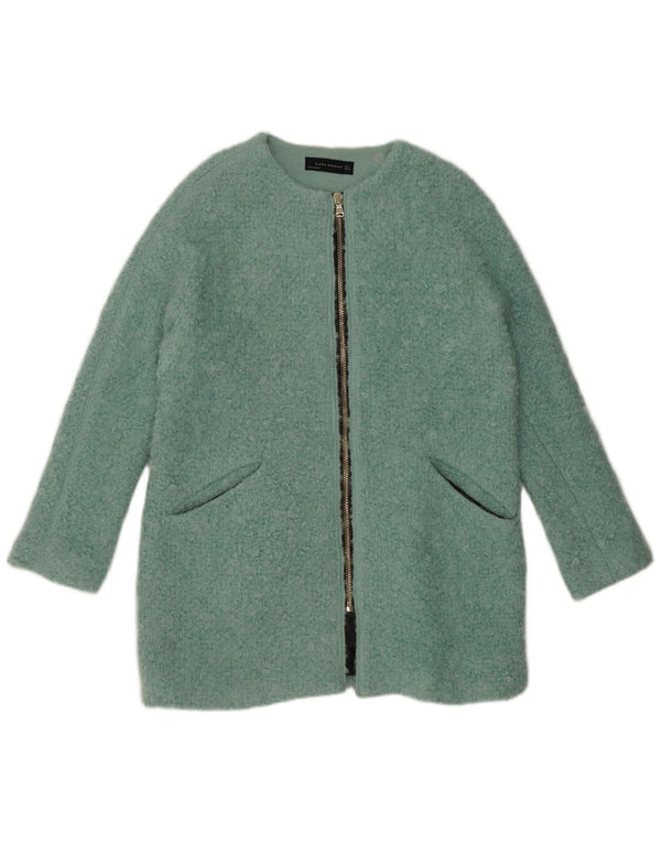 Zara Dame Oversized Overfrakke UK 14 Medium Blue Cotton