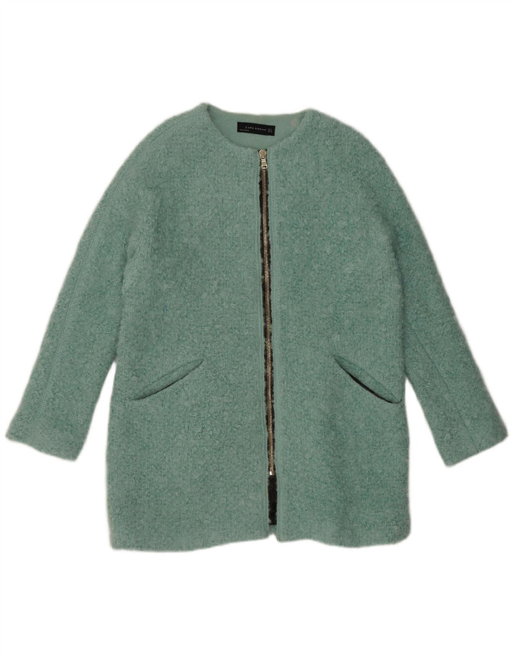Zara Dame Oversized Overfrakke UK 14 Medium Blue Cotton