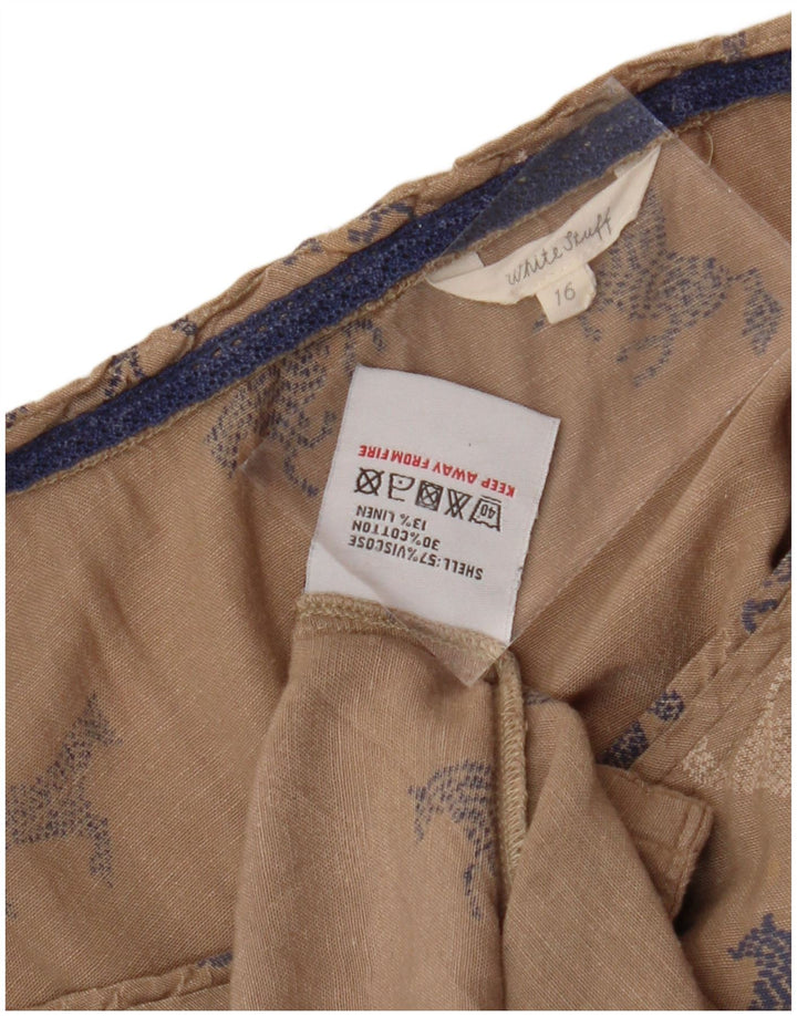 WHITE STUFF Kvinders grafisk A-line kjole UK 16 Stort beige dyreprint