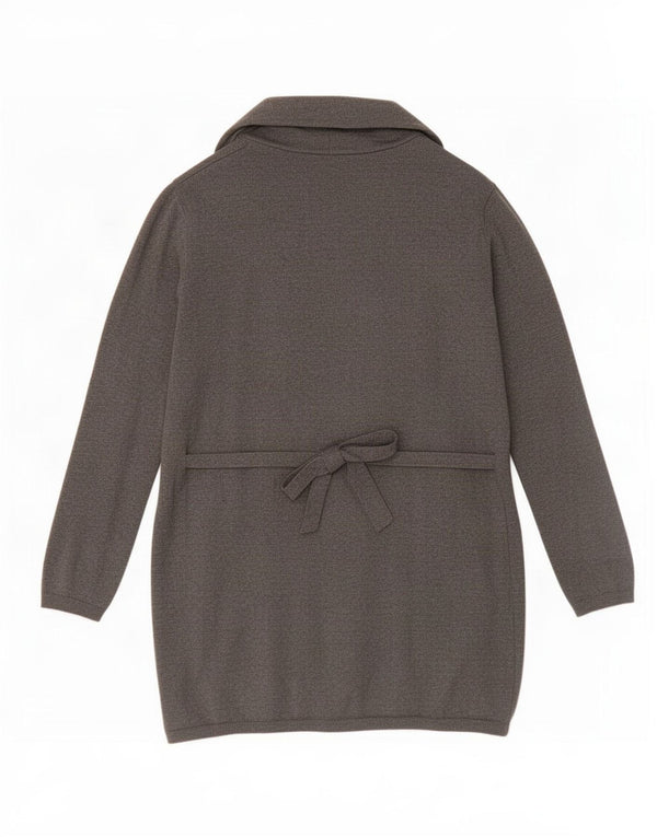 Zara Womens Longline Open Cardigan Sweater UK 14 Medium Grey Viscose