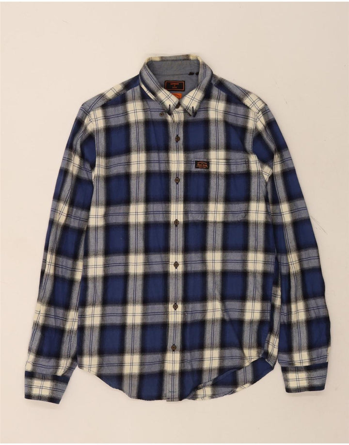 Superdry Flanelskjorte til mænd, lille marineblå plaid bomuld