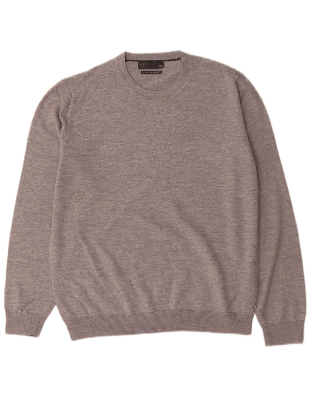 Marks & Spencer Herre sweater med rund hals, stor grå merinould