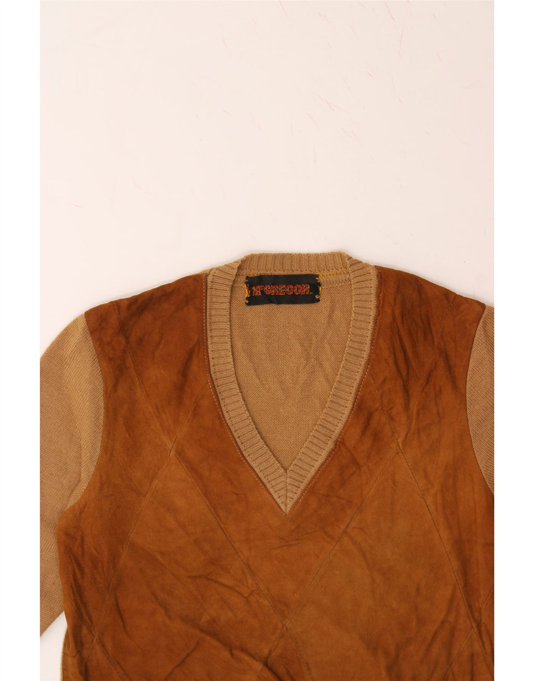 MCGREGOR Womens V-Neck Jumper Sweater UK 14 Medium Brown Wool Vintage McGregor and Second-Hand McGregor from Messina Hembry 