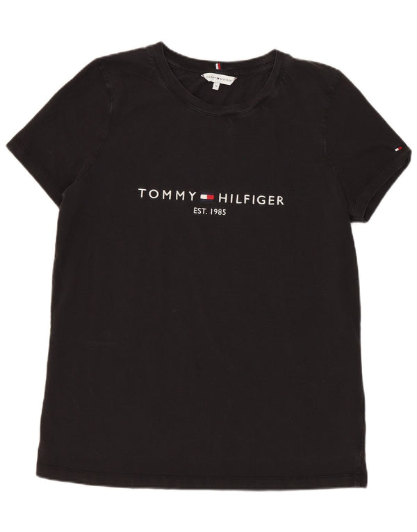 Tommy Hilfiger Dame Grafisk T-Shirt Top UK 12 Medium Sort