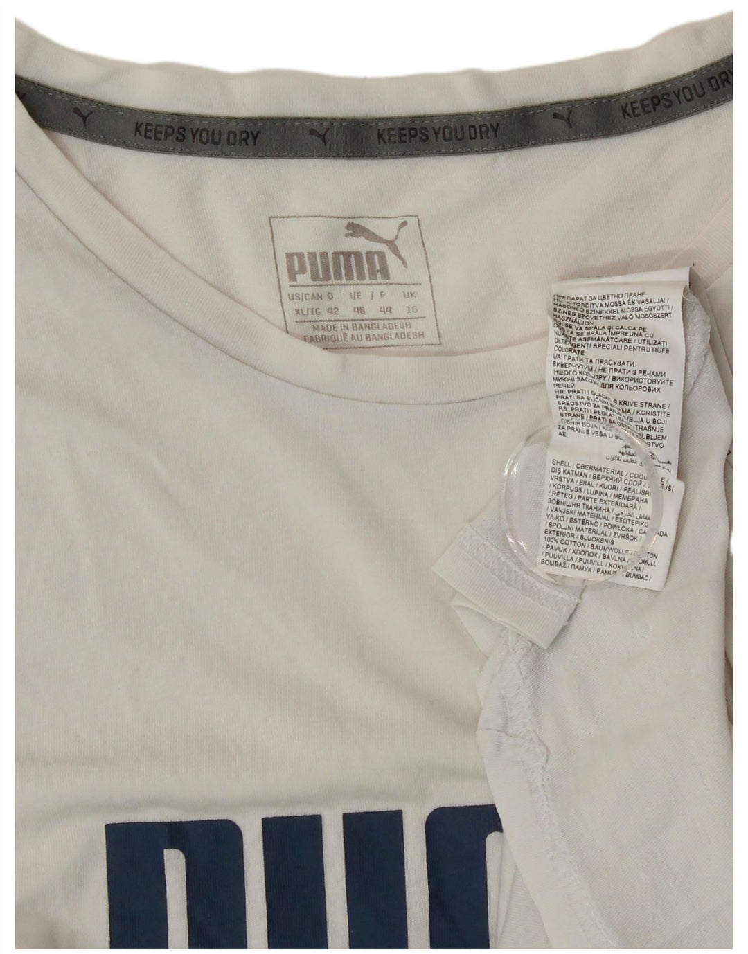 Puma Grafisk T-Shirt Top UK 16 Stor hvid bomuld