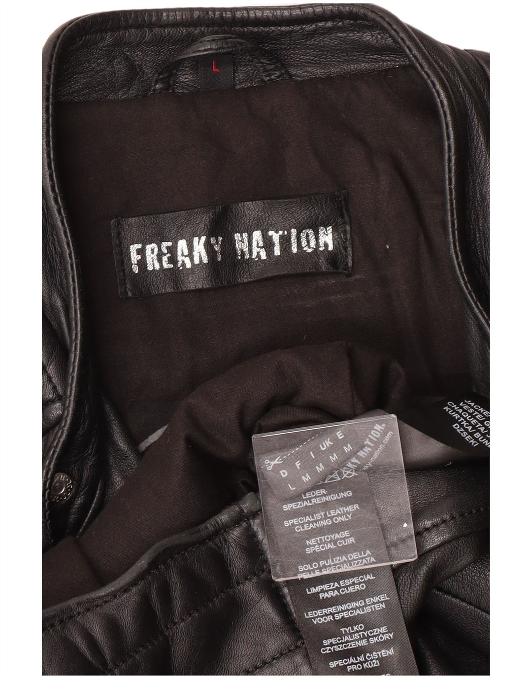 Freaky Nation Herre Læder Biker Jacket UK 38 Medium Sort Læder