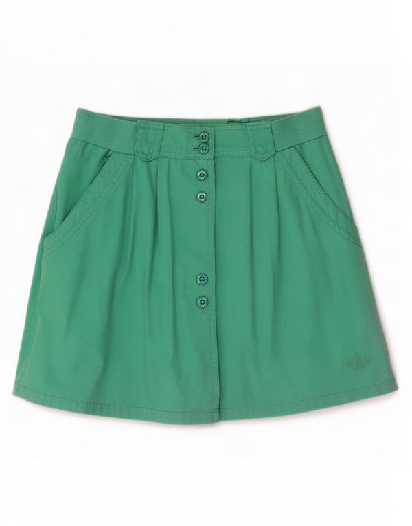 Adidas Dame Mini Nederdel UK 10 Small W26 Grøn Bomuld