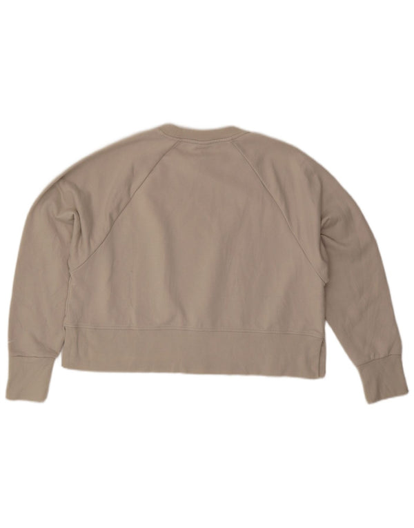 NIKE Dame Oversized Crop Graphic Sweatshirt Jumper UK 14 Medium Beige