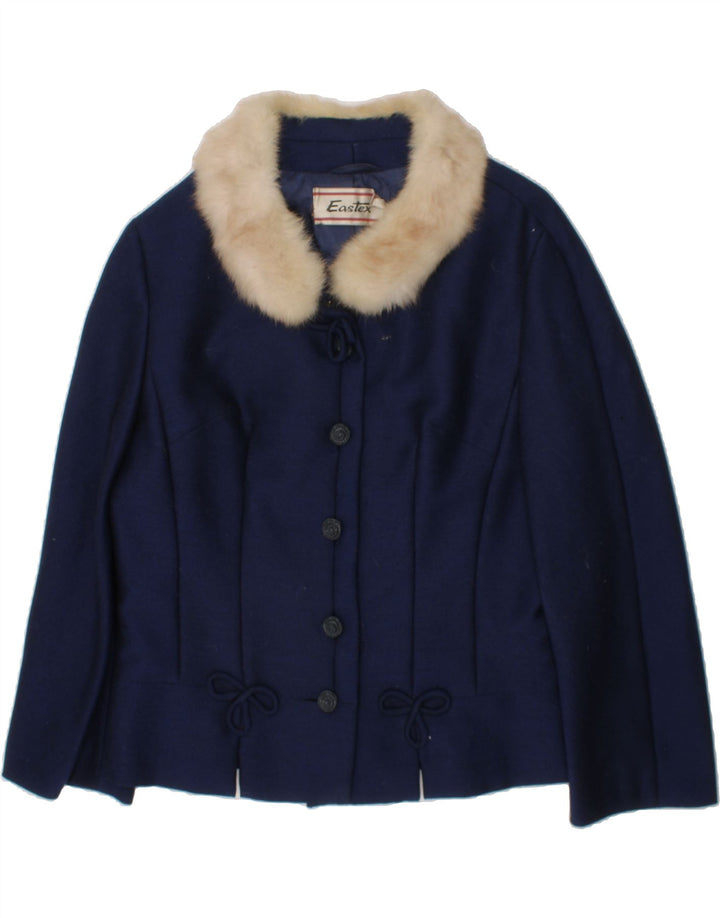 EASTEX Girls Overcoat 7-8 Years Blue Vintage Eastex and Second-Hand Eastex from Messina Hembry 