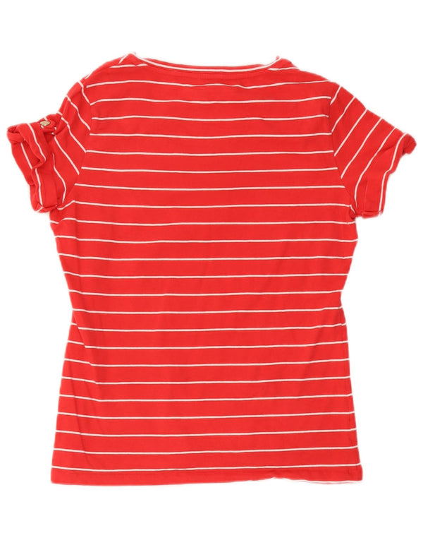 Nautica Dame T-Shirt Top UK 14 Medium Rød Stribet Bomuld