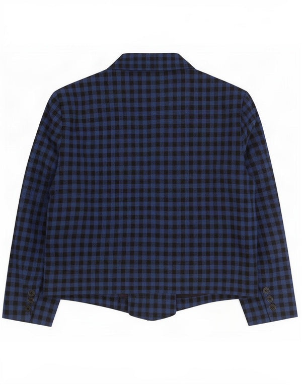 Vintage Womens 1 Button Blazer Jacket UK 14 Medium Blue Gingham