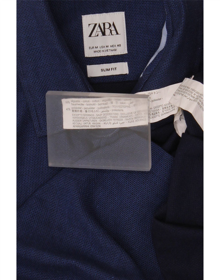 Zara Herre Slim Fit skjorte Medium marineblå bomuld