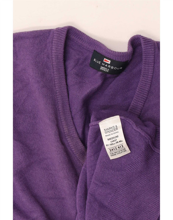 Marks & Spencer Herre Blue Harbor V-hals sweater Medium Lilla