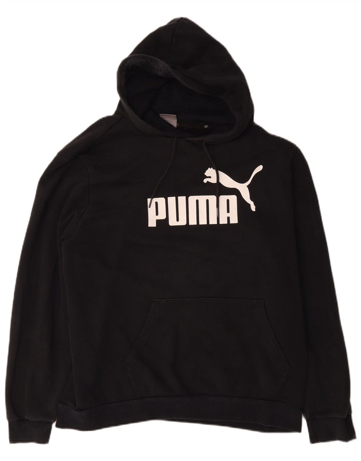 Puma Grafisk hættetrøje til mænd, stor sort bomuld