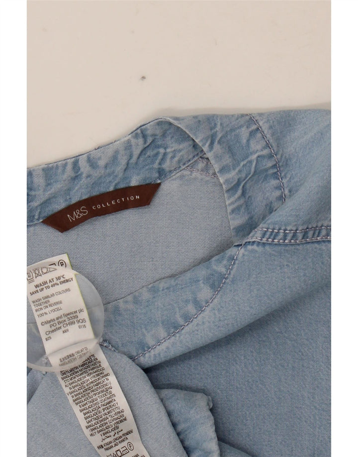 MARKS & SPENCER Dame Denim Bluse Top UK 20 2XL Blå Lyocell