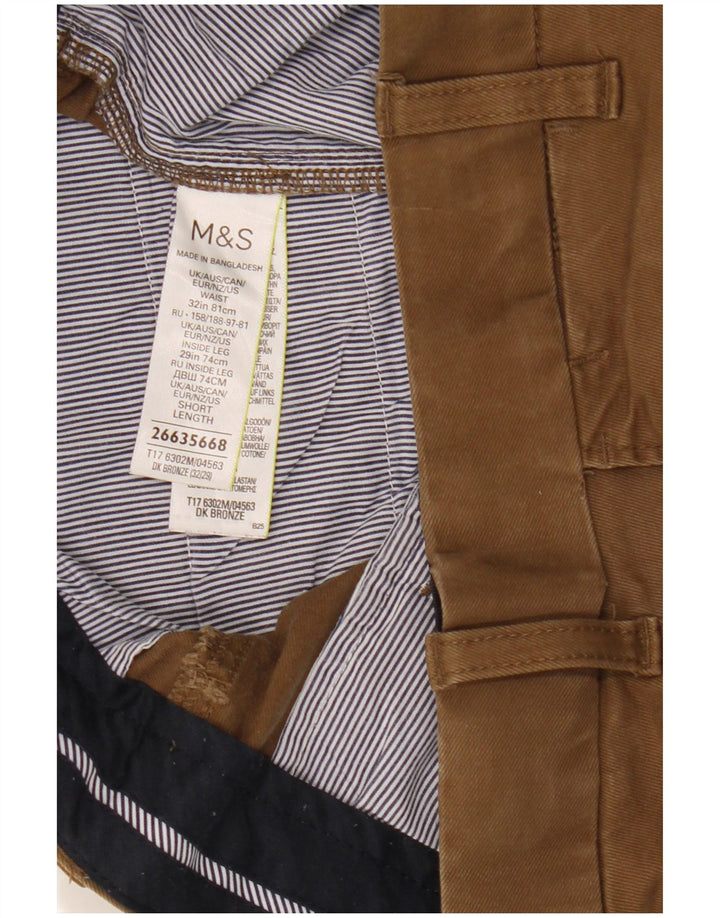 Marks & Spencer Straight Chino-bukser til mænd W32 L29 Brun bomuld