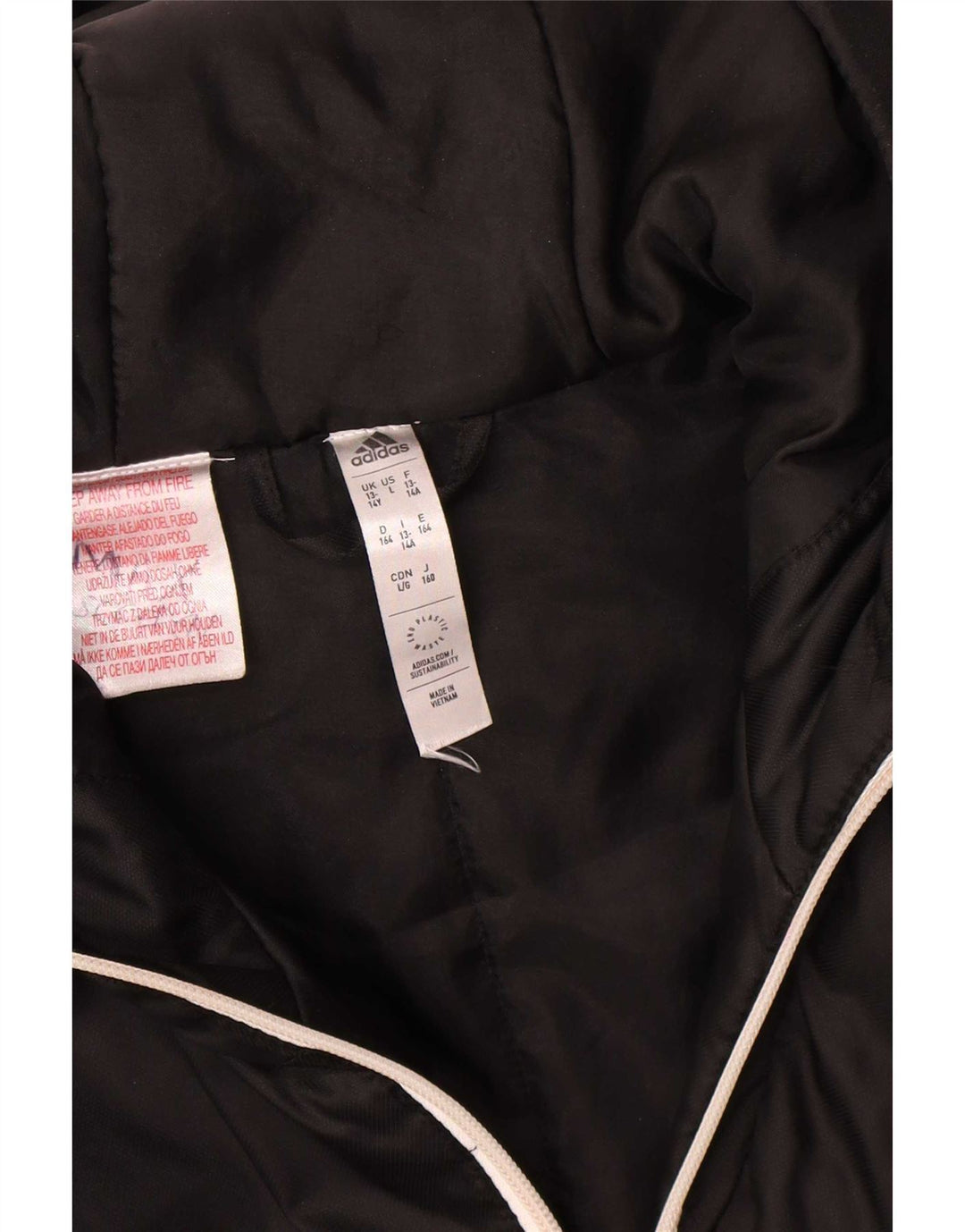 Adidas drenge hættepolstret frakke 13-14 år sort polyester