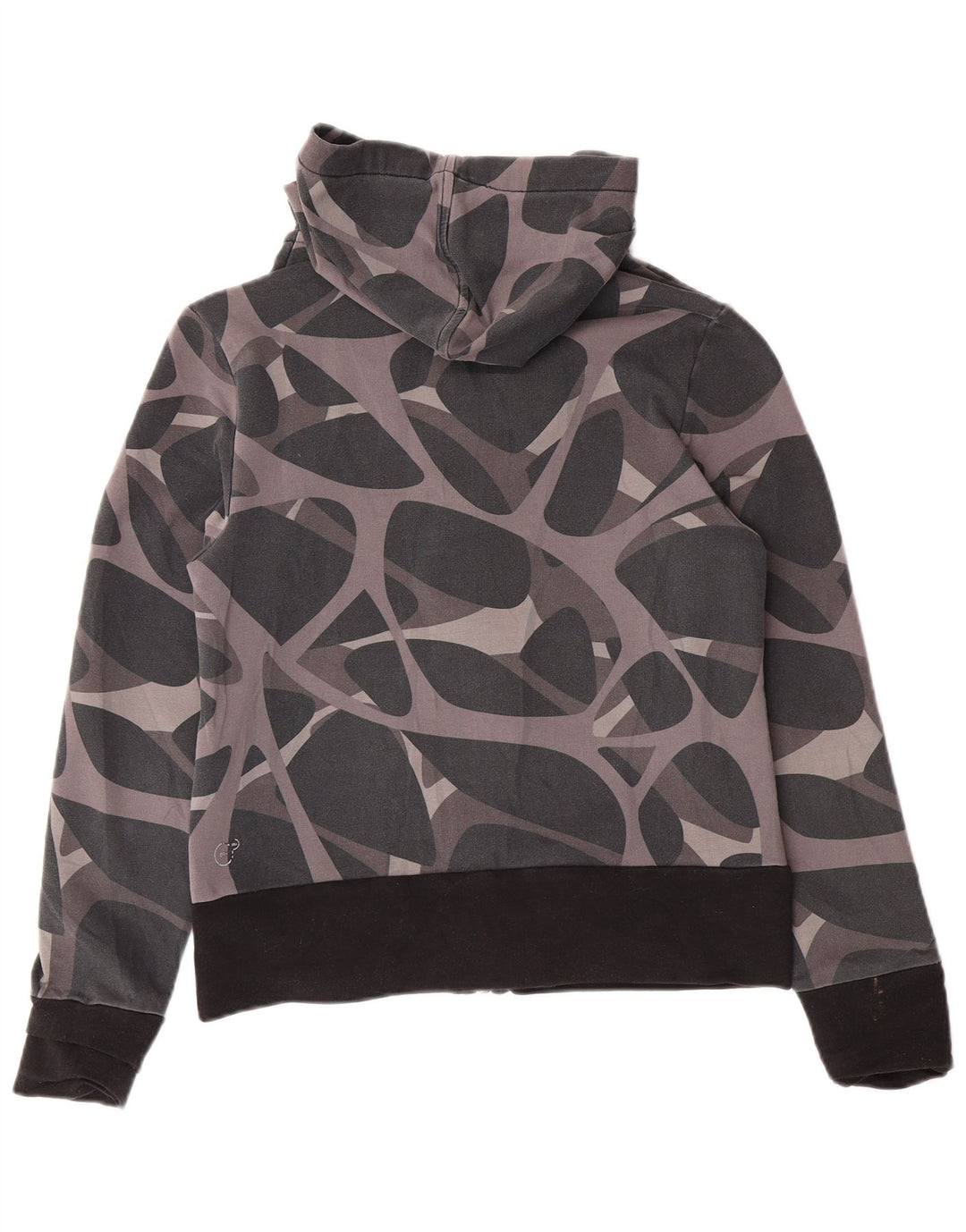 PUMA Womens Zip Hoodie Sweater UK 12 Medium Grey Geometric Cotton