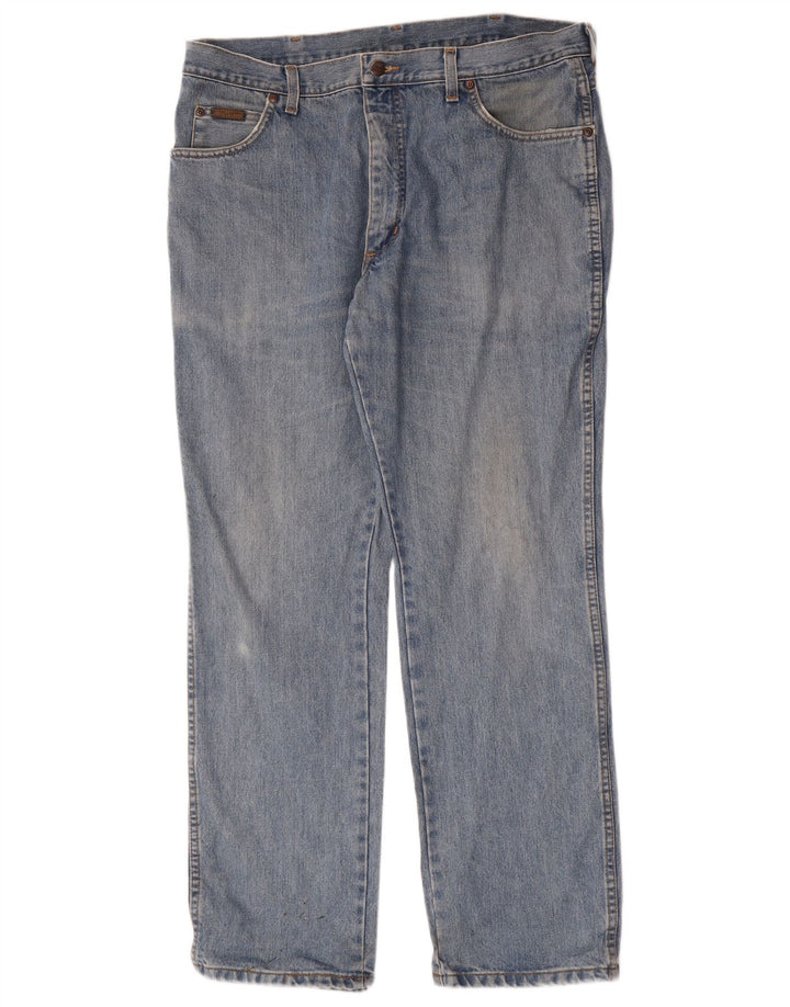 Wrangler Herre Texas Straight Jeans W38 L32 Blå Bomuld