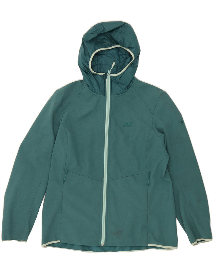 JACK WOLFSKIN Womens Hooded Windbreaker Jacket UK 18 XL Green Polyester Vintage Jack Wolfskin and Second-Hand Jack Wolfskin from Messina Hembry 