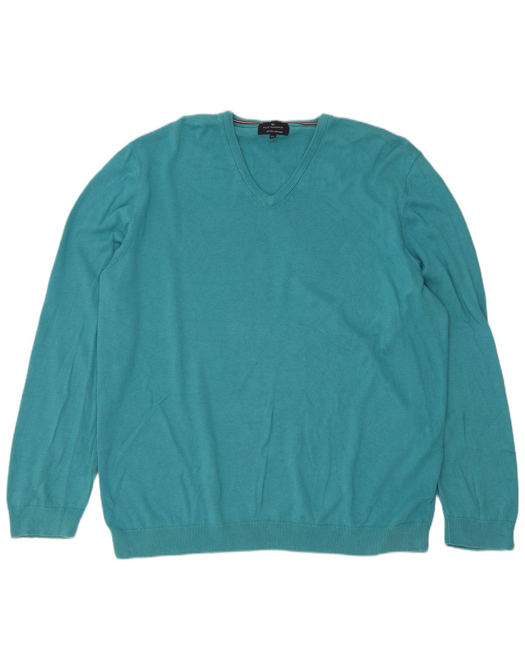 Marks & Spencer Herre V-hals sweater 2XL turkis bomuld