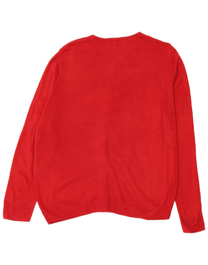 Marks & Spencer Dame Cardigan Sweater UK 16 Stor Rød Akryl