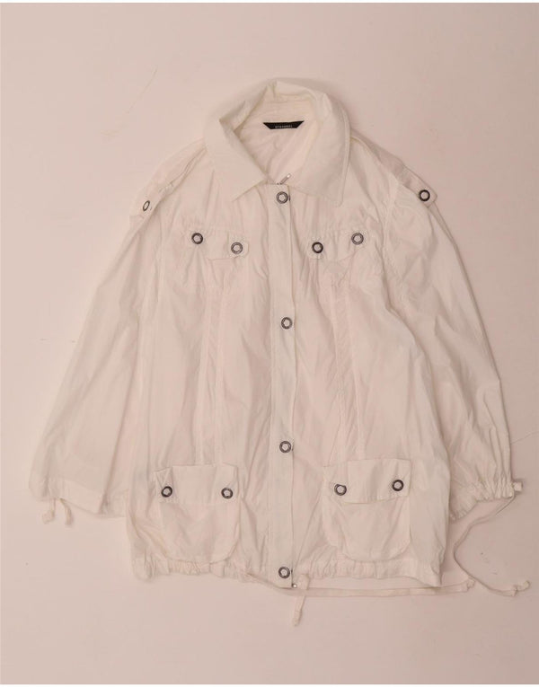 Stefanel Womens Bomber Jacket EU 38 Medium White Nylon