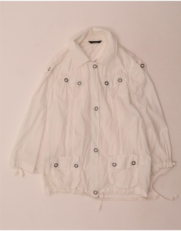 Stefanel Womens Bomber Jacket EU 38 Medium White Nylon