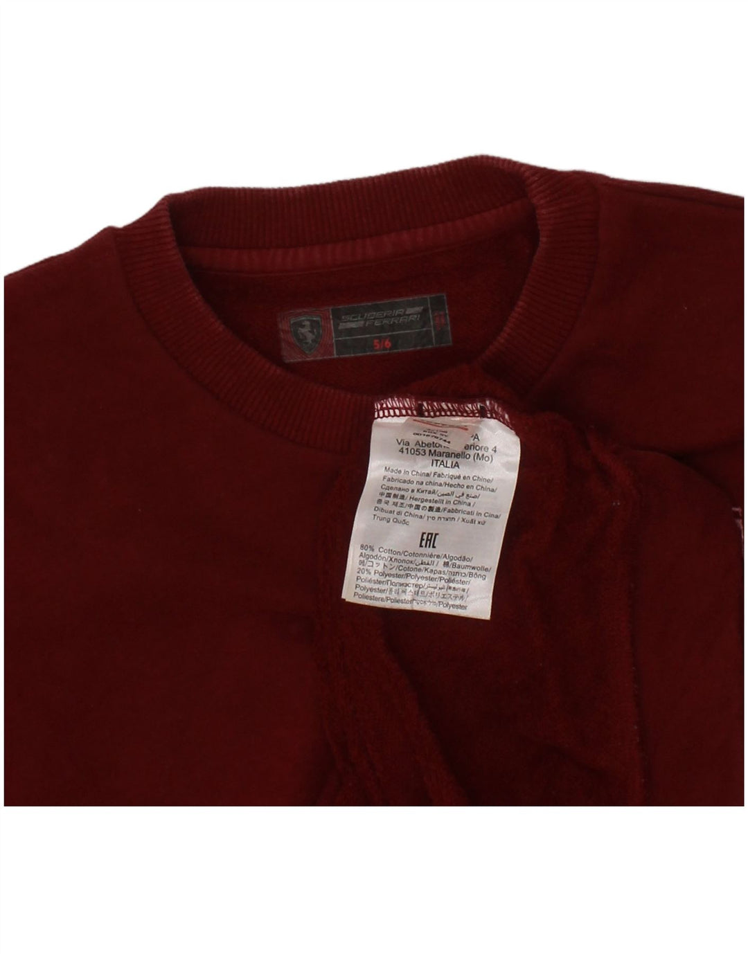 FERRARI Boys Sweatshirt Jumper 5-6 år Bourgogne bomuld