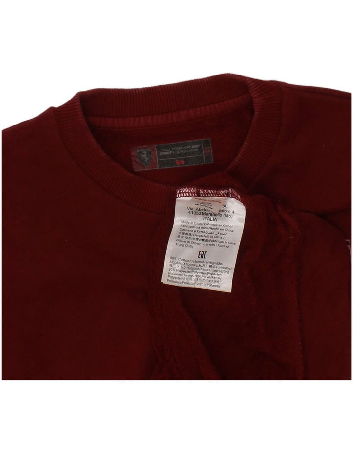 FERRARI Boys Sweatshirt Jumper 5-6 år Bourgogne bomuld