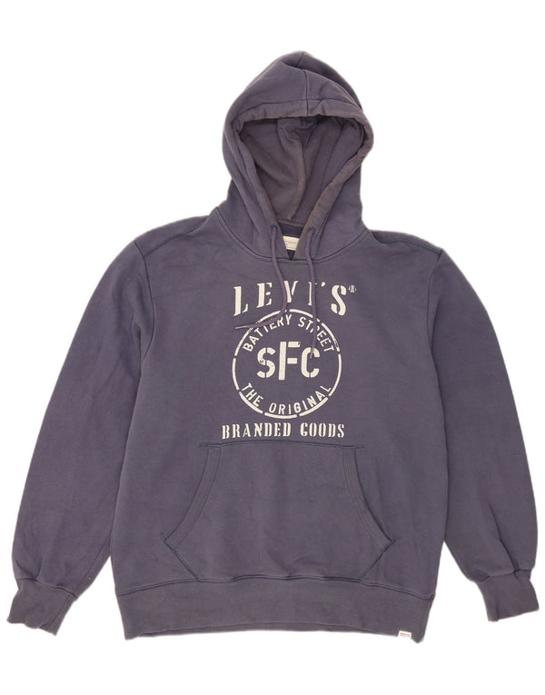 Levi's Mens Graphic Standard Fit Hoodie Jumper Large Navy Blue Cotton
