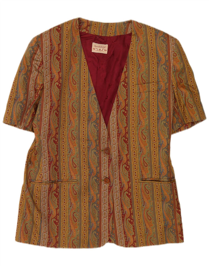 Brooksfield Dame Kortærmet Blazer Jacket IT 48 XL Khaki Paisley
