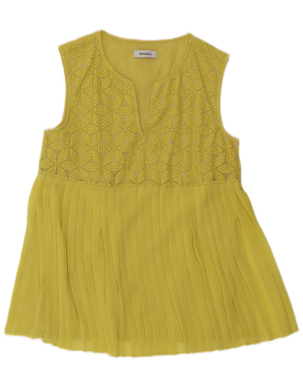 Max & Co. Dame ærmeløs bluse Top UK 10 Small Yellow Floral