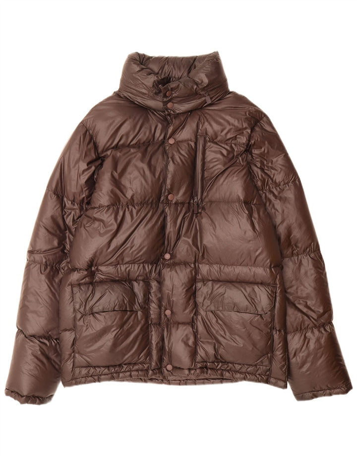 Aspesi Herre hættepolstret jakke UK 38 Medium Brun Nylon