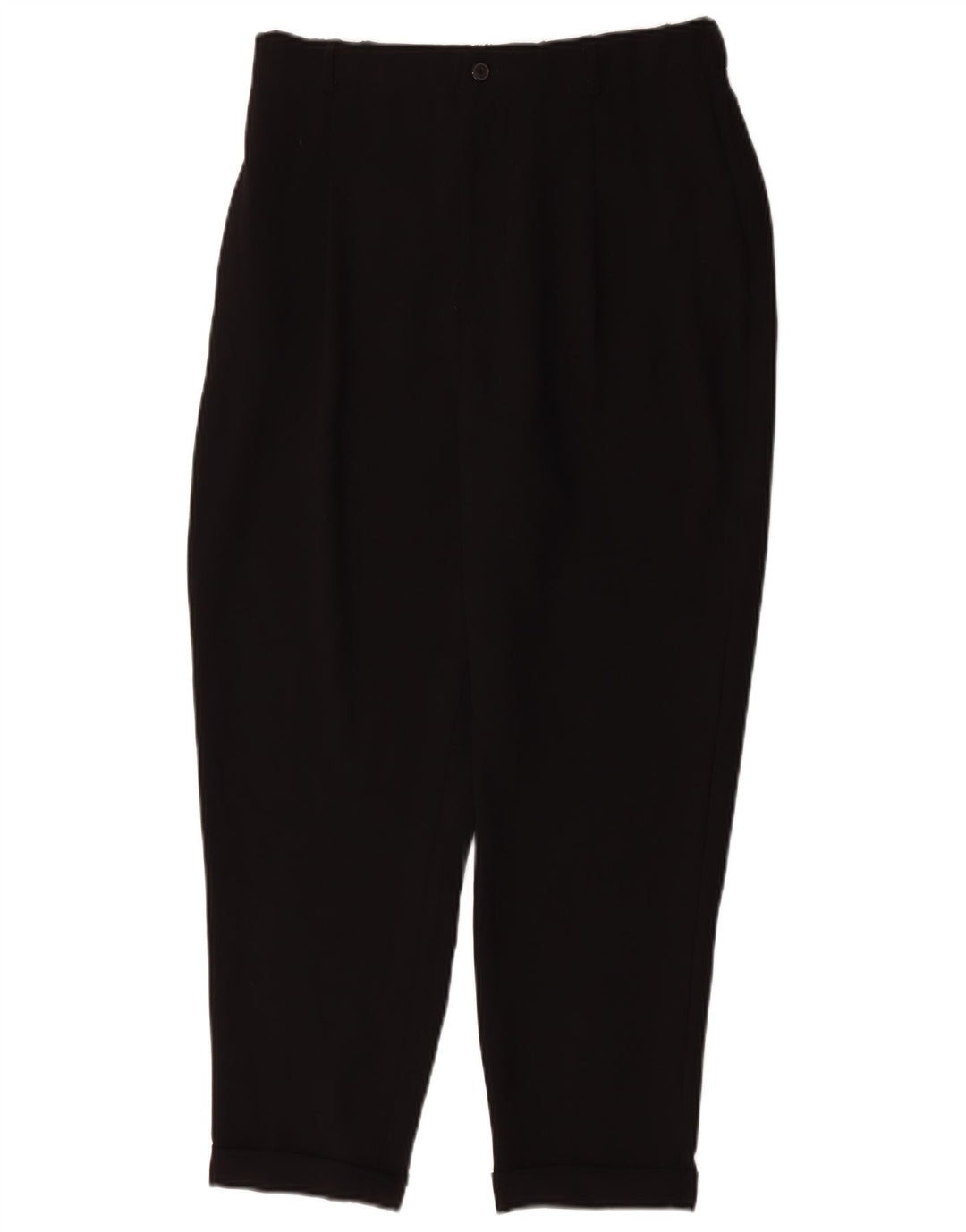 Zara Womens High Waist Cropped Trousers Large W32 L25 Black Polyester