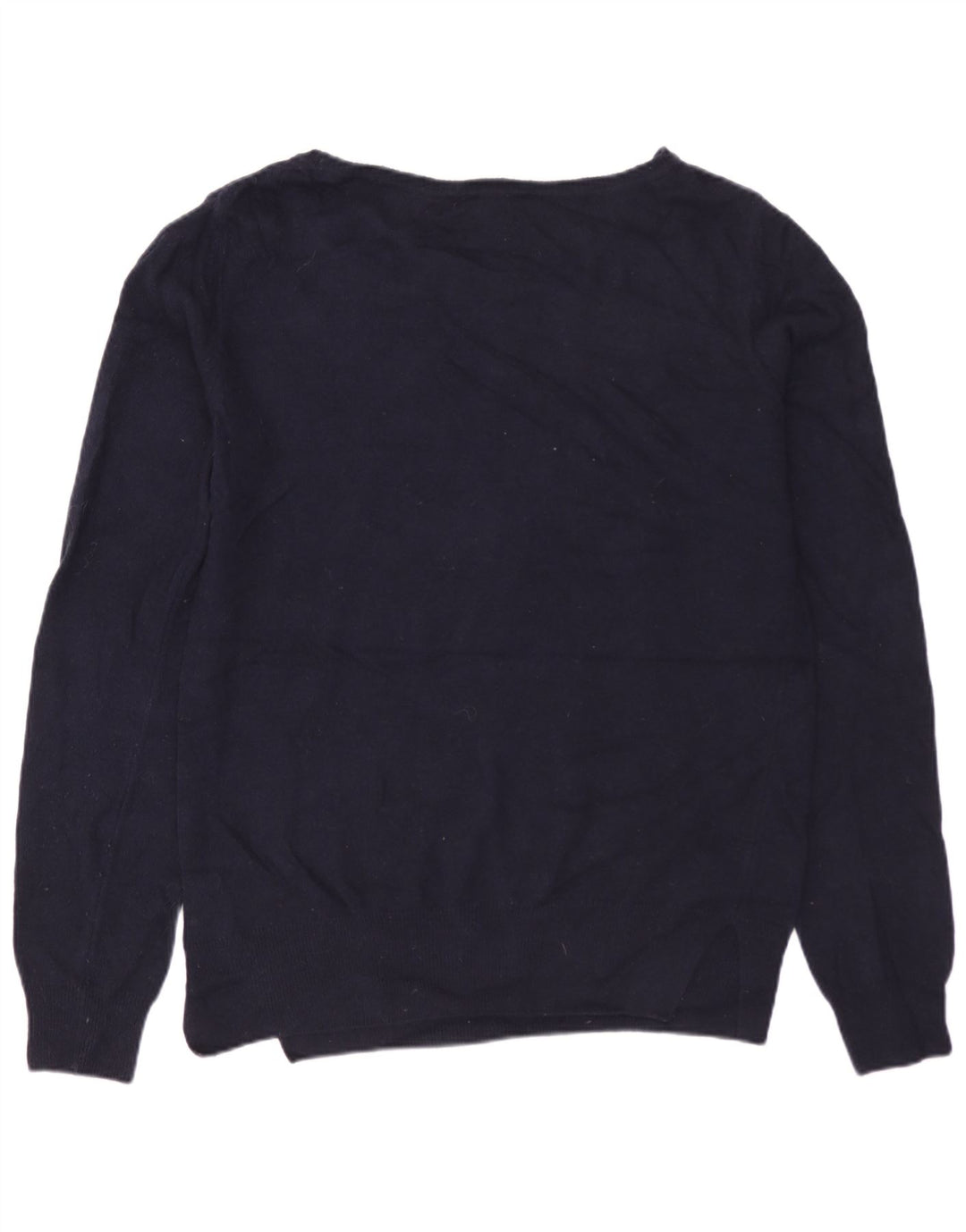 BARBOUR Dame Grafisk Boat Neck Jumper Sweater UK 10 Small Navy Blue Wool