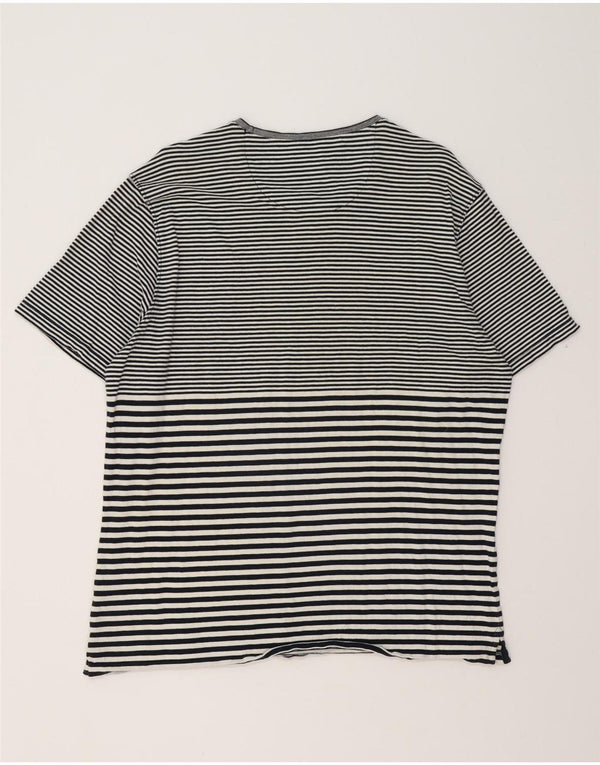 MASSIMO DUTTI Dame Casual Fit T-Shirt Top UK 20 2XL Sort Stribet Bomuld