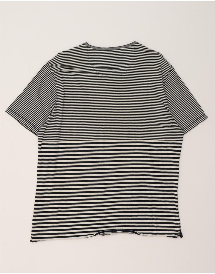 MASSIMO DUTTI Dame Casual Fit T-Shirt Top UK 20 2XL Sort Stribet Bomuld