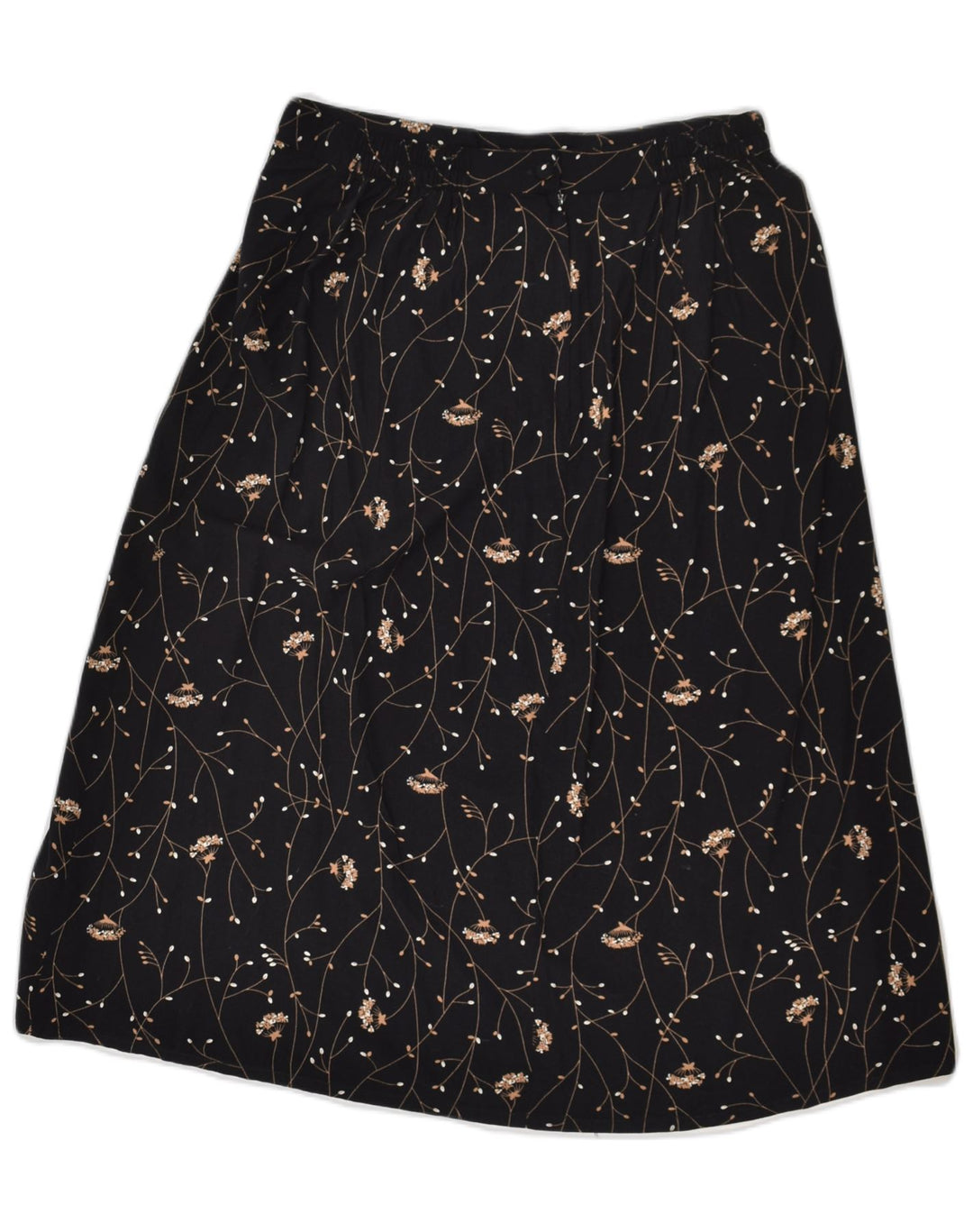 SAG HARBOR Womens A-Line Skirt UK 12 Medium W30 Black Floral Rayon | Vintage Sag Harbor | Thrift | Second-Hand Sag Harbor | Used Clothing | Messina Hembry 