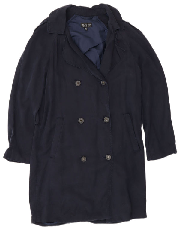 Topshop Dame Oversized Trench Coat UK 6 XS Navy Blue Lyocell