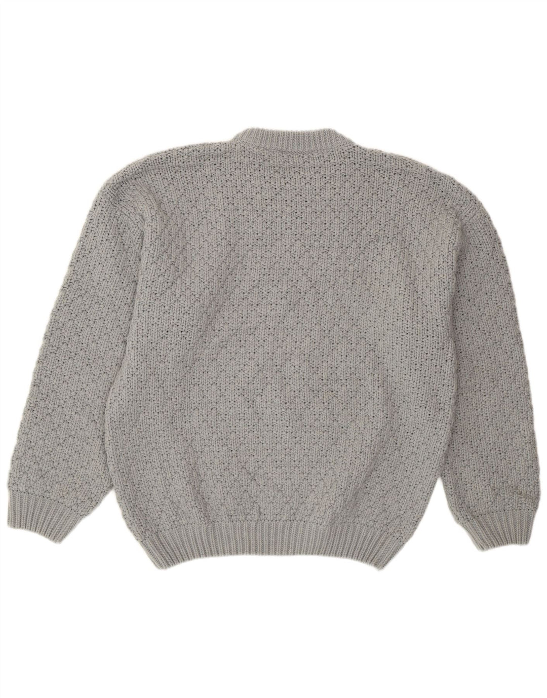 Vintage herre rund hals sweater stor grå uld