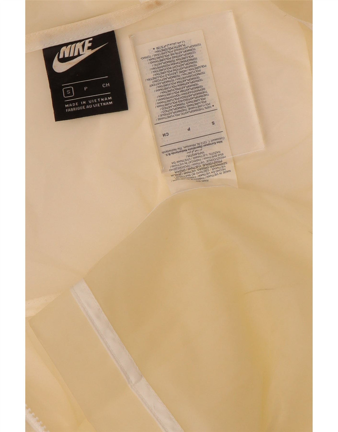 Nike Dame Hætte Oversized Regnjakke UK 10 Small Off White Polyurethane
