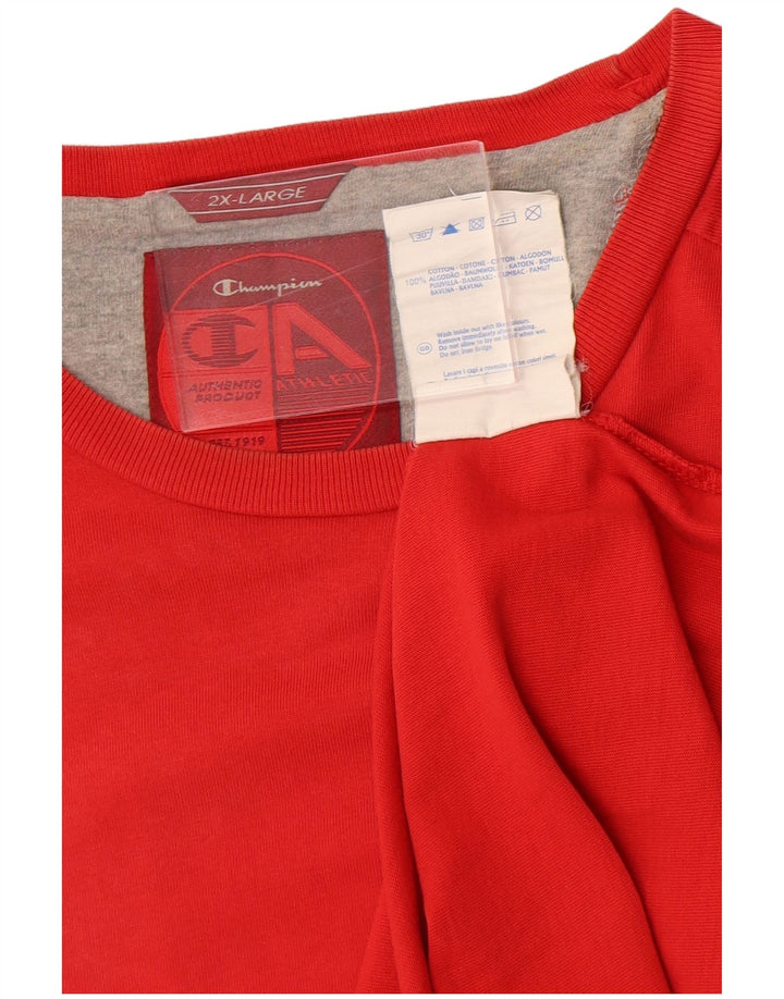 Champion Herre T-Shirt Top 2XL Rød Bomuld